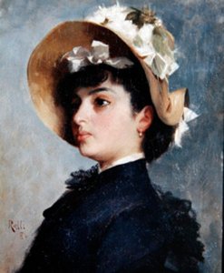 Portret van een jonge dame door Theodore Jacques Ralli