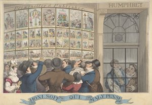 Honi. Soi. Qui. Mal. Y. Pense: De karikatuurwinkel van G. Humphrey, 27 St. James..., 12 augustus 1821 door Theodore Lane
