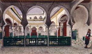Uitzicht op een binnenplaats van een huis in Algiers, ca. 1830