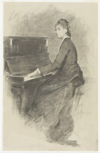 Aan de Piano door Theodore Robinson