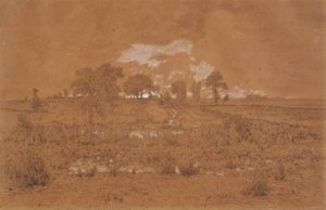 Avondlandschap met een moeras door Theodore Rousseau