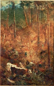 De afdaling van de koeien (schilderij op doek)