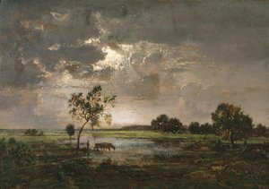 Landschap, ca. 1842 (olieverf op paneel) door Theodore Rousseau