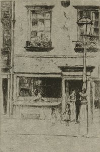 De kleine viswinkel, Chelsea Embankment door Theodore Roussel