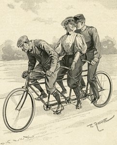 Fiets voor drie personen, genaamd tandemfiets door Theodore Zasche