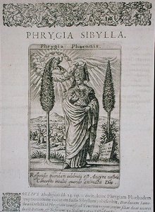 Phrygia Sibylla, kopie van illustratie uit De Divinationewet Magicis Praestigiis door Jean-Jacques Boissard door Theodore de (after) Bry