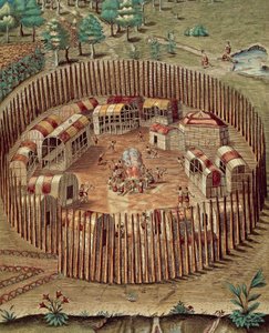 Inheems Amerikaans versterkt dorp in Virginia door Theodore de Bry