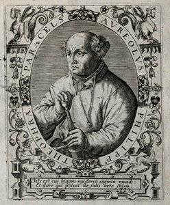 Philippus Theophrastus Aureolus Bombastus von Hohenheim Paracelsus, 1645 door Theodore de Bry