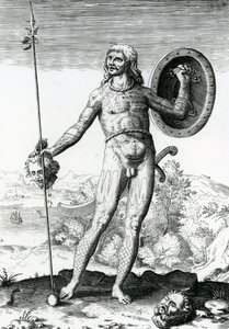 Pictische Man die een Menselijk Hoofd vasthoudt
