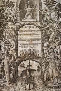 West-Indië of Amerika, frontispice, gravure