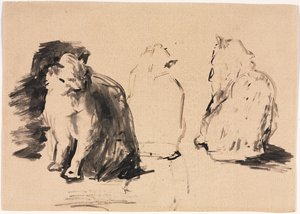 Katten (recto) door Theodule Ribot