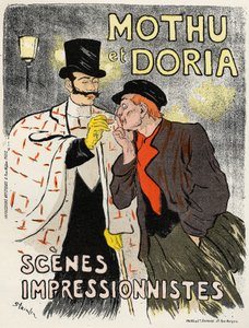 Kunst. Vermaak. De zangers Mothu en Doria. Poster door Steinlen, Frankrijk door Théophile Alexandre Steinlen