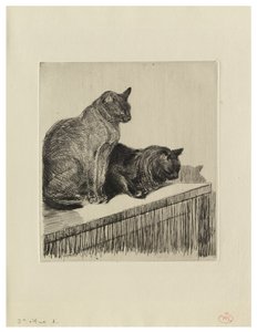 Deux Chats sur un meuble door Théophile Alexandre Steinlen
