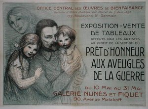 Poster die een kunstverkoop adverteert ten behoeve van blinde soldaten door Théophile Alexandre Steinlen