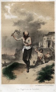 De geselaars van Coimbre: de Jezuïeten van Coimbra in Portugal boeten in het openbaar voor hun zonden door zichzelf te geselen rond 1560 door Theophile Evariste Fragonard