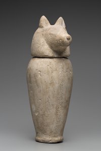 Canopische kruik met jakhalzenkop (kalksteen) door Third Intermediate Period Egyptian