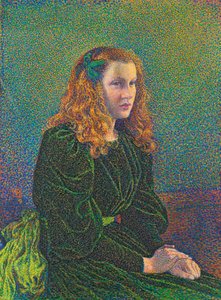 Jonge Vrouw in Groene Jurk door Théo van Rysselberghe