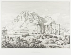 Korinthe: Tempel van Neptunus en het Acrocorint door Théodore Caruelle d