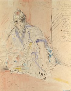 Joodse vrouw van Algiers zittend op de grond, ca. 1846 door Théodore Chassériau