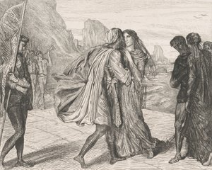 O mijn schone krijger!: plaat 5 uit Othello Act 2, Scene 1, geëtst 1844, herdrukt 1900 door Théodore Chassériau