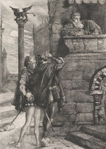Owake! wat ho! Brabantio! dieven! dieven!: plaat 1 uit Othello Act 1, Scene 1 door Théodore Chassériau