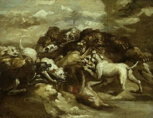 Duits: Honden vechten tegen beren door Theodore Gericault