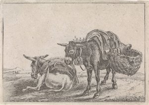 Twee muildieren door Théodorus van Kessel