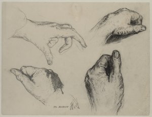 Studie van Handen recto, 1800s door Auguste Theodule Ribot