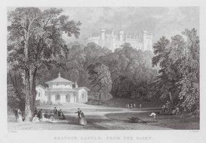 Belvoir Kasteel, vanaf de zuivel (gravure) door Thomas (after) Allom