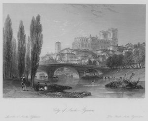 Stad Auch, Pyreneeën (gravure)