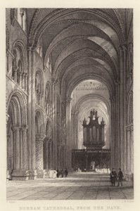 Kathedraal van Durham, vanaf het schip (gravure) door Thomas (after) Allom