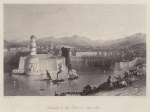 Ingang van de haven van Marseille (gravure) door Thomas (after) Allom
