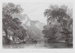 Veerboot over de Derwent, Matlock Bath (gravure) door Thomas (after) Allom
