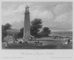 De lantaarn van Diogenes, St Cloud (gravure)