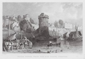 Watertoren, vanaf het Dee Basin, Chester (gravure)