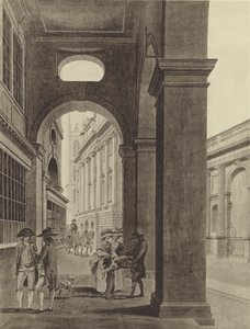 De Bank of England vanaf de Royal Exchange Arcade door Thomas (after) Malton