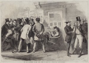 De oorlogsexcitatie in New York, scène voor een brandweerkazerne door Thomas (after) Nast