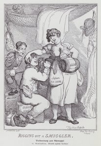 Een smokkelaar uitrusten door Thomas (after) Rowlandson