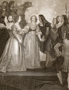 Karel II ontvangt de hertogin van Orléans in Dover, gegraveerd door W. Bromley, illustratie uit David Hume
