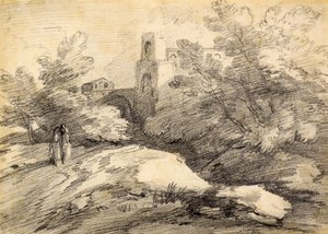 Landschap door Thomas (attr. to) Gainsborough