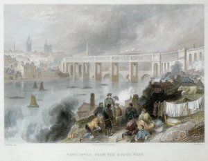 Newcastle-upon-Tyne vanuit het zuidwesten door Thomas Abiel Prior