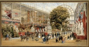 Koningin Victoria bezoekt de tentoonstelling van 1851 in het Crystal Palace in Londen