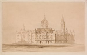 Wedstrijdontwerp voor het stadhuis van Manchester door Thomas Allom