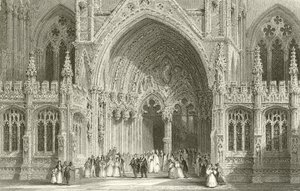 Ingang van de Kathedraal van Lincoln door Thomas Allom