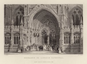 Ingang van de Kathedraal van Lincoln door Thomas Allom