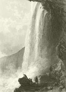 Horseshoe Falls, Niagara. Toegang tot de Grot, aan de Engelse kant door Thomas Allom