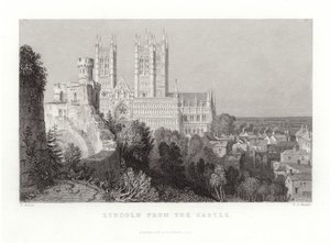 Lincoln vanuit het kasteel door Thomas Allom