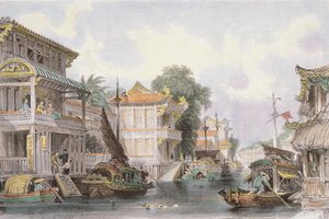 Scène op het Horan Kanaal nabij Canton, c.1850