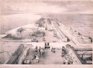 Thames Haven Dock, Londen door Thomas Allom