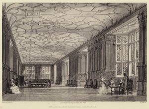 De lange galerij, Haddon Hall, Derbyshire door Thomas Allom